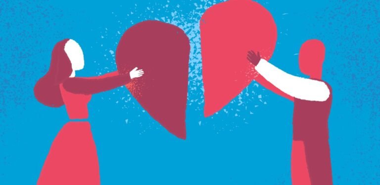 Ilustração de casal segurando metades de um coração partido, representando os impactos da perda de desejo sexual nos relacionamentos.
