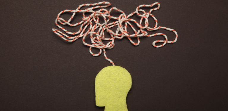 Ilustração que representa confusão mental durante uma crise, explicando como ajudar uma pessoa com crise de ansiedade