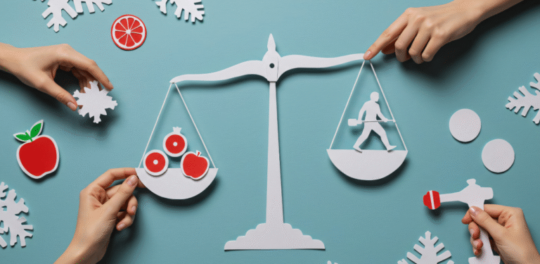 Ilustração simbólica representando o equilíbrio entre escolhas pessoais e bem-estar psicológico no lar