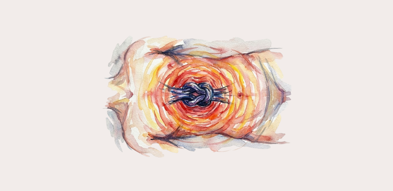 Ilustração abstrata representando tensão interna e como o estresse causa dor no corpo