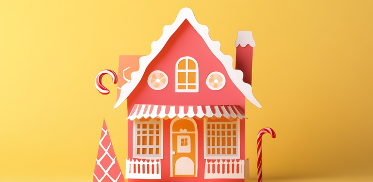 Casa ilustrada em ambiente lúdico simbolizando o lar como refúgio emocional e a relação entre natureza e saúde mental